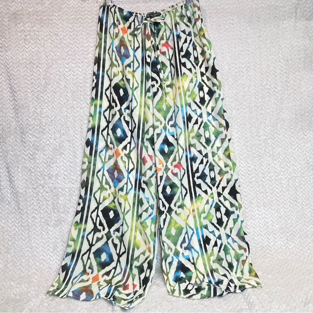 See You Monday Geometric Pattern Printed Wide‎ Leg Pull On Pants Women Large